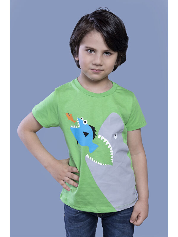 Toontoykids Erkek Çocuk Köpek Balığı Baskılı Tişört