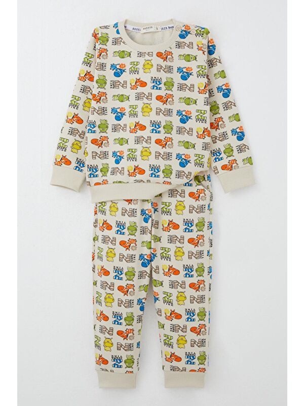 Breeze Erkek Bebek Eşofman Takım Zebra Macerası Krem (9 Ay-3 Yaş)