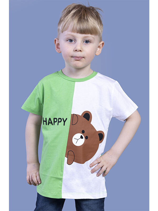 Toontoykids Erkek Çocuk İki Renkli Ayıcık Baskılı Tişört