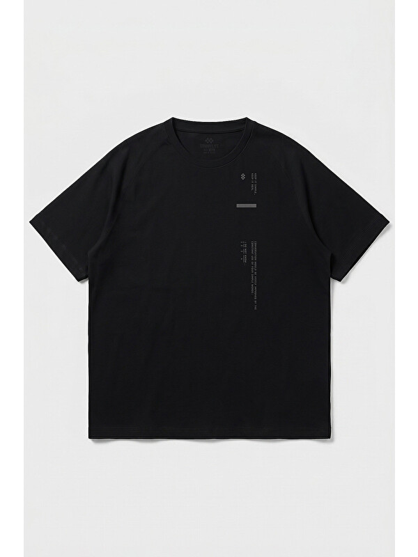 Tommylife Siyah Baskılı Battal Büyük Beden Kısa Kollu Erkek T-Shirt - 88465