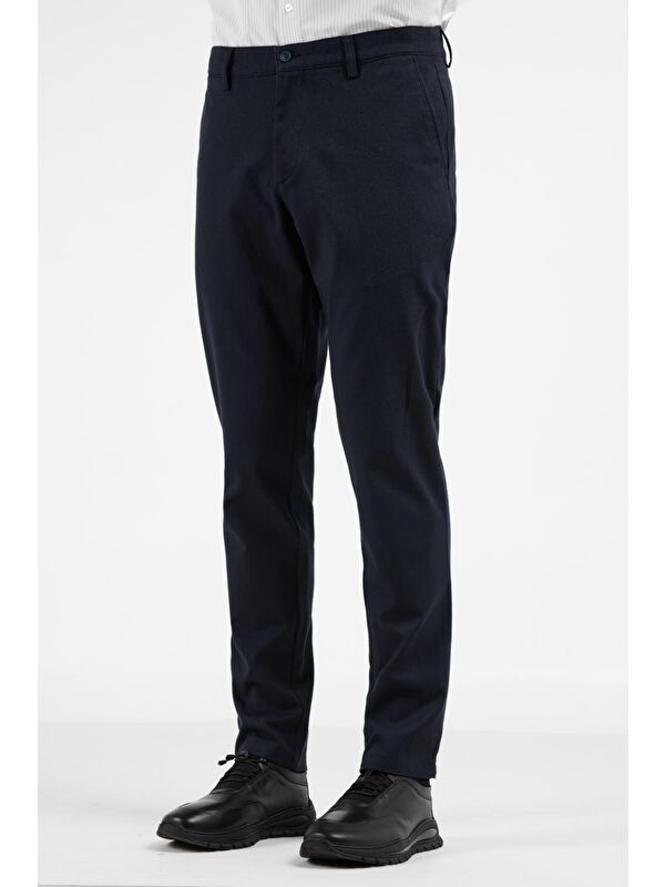 İMZA Lacivert Yan Cep Düz Paça Pamuklu Comfort Fit Chino Casual Pantolon 1003255159