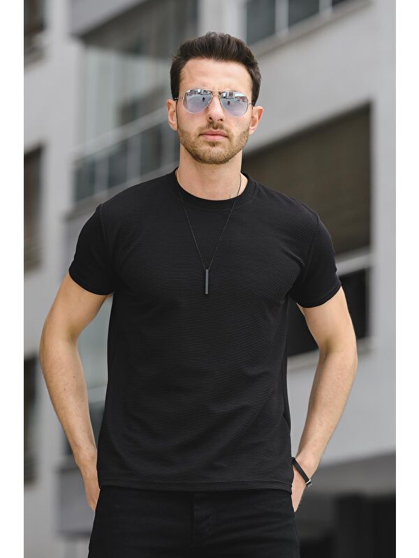 Oksit Kumaş Basic Slim Fit Likralı Erkek Tişört
