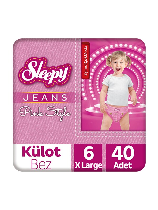 Sleepy Pink Jeans Külot Bez 6 Numara Xlarge 2'li Jumbo 40 Adet
