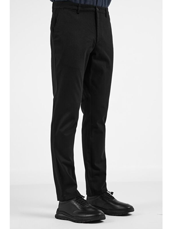 İMZA Siyah Yan Cep Düz Paça Pamuklu Comfort Fit Chino Casual Pantolon 1003255159