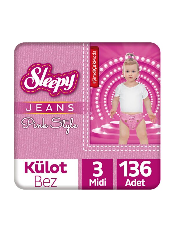 Sleepy Pink Jeans Külot Bez 3 Numara Midi 4’lü Jumbo 136 Adet