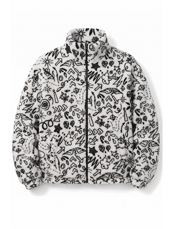 Genius Store Oversize Pelüş Erkek İçi Polarlı Tam Fermuarlı Sherpa Sonbahar Kış Kadın Polar Sweatshirt OVERSIZE-P