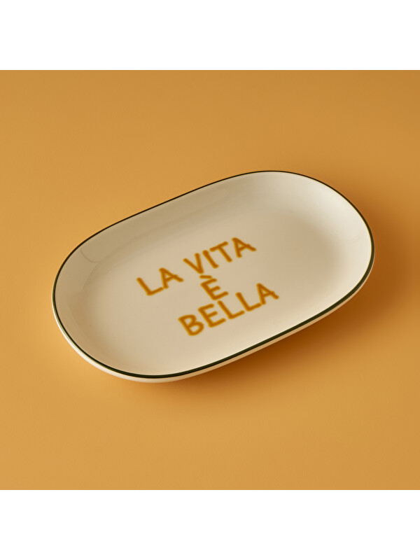 Bella Maison Line Oval Sunum Tabağı Yeşil (23x14 cm)