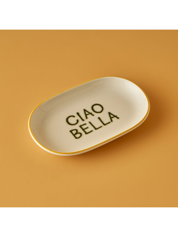 Bella Maison Line Oval Sunum Tabağı Sarı (18x11 cm)