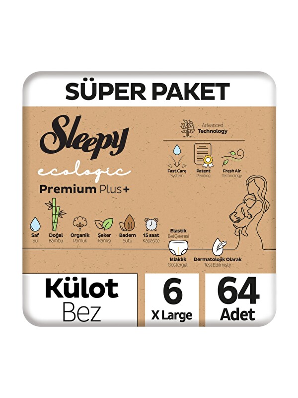 Sleepy Ecologic Premium Plus Süper Paket Külot Bez 6 Numara Xlarge 64 Adet