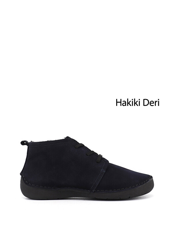 GÖNDERİ(R) Kadın KOYU LACİVERT Bağcıklı Hakiki Deri Comfort Bot