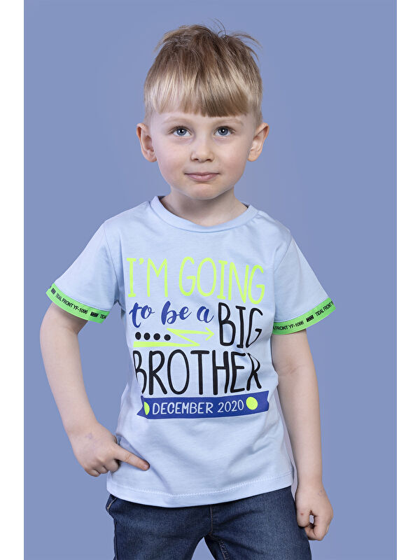 Toontoykids Erkek Çocuk Kolları Neon Şerit Detaylı Baskılı Tişört