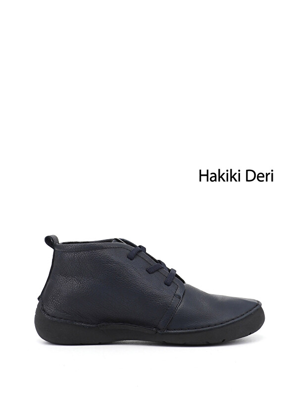 GÖNDERİ(R) Kadın AÇIK LACİVERT Bağcıklı Hakiki Deri Comfort Bot