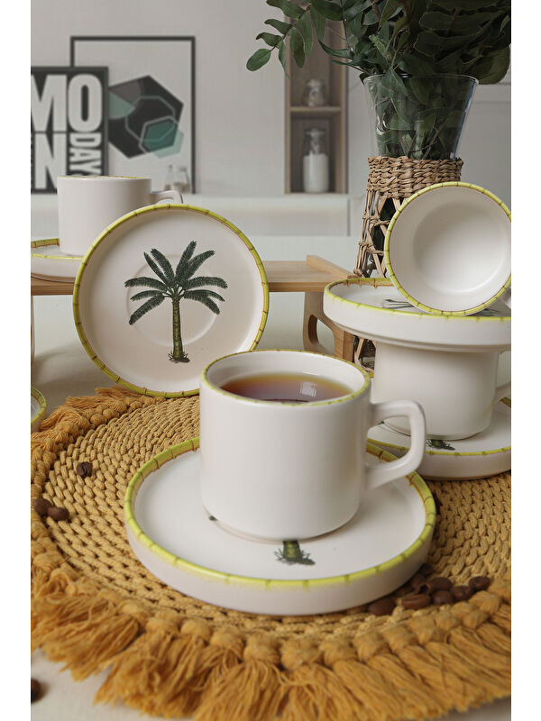 Keramika Palmiye Stackable Çay Takımı 12 Parça 6 Kişilik