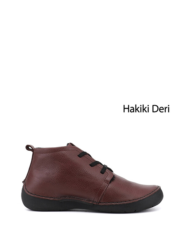 GÖNDERİ(R) Kadın KOYU BORDO Bağcıklı Hakiki Deri Comfort Bot