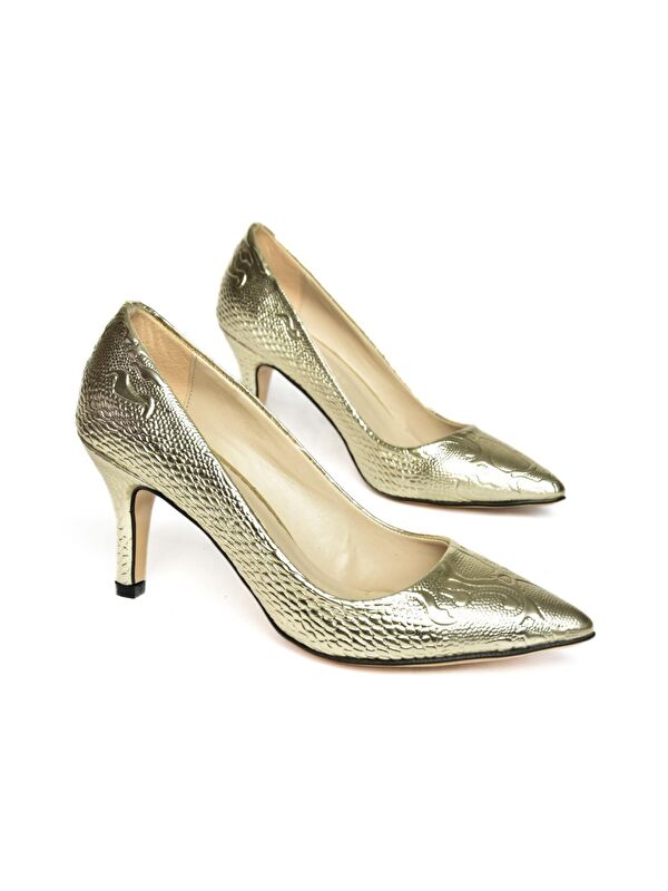 L2539700 Altın Kadın Topuklu Ayakkabı - Görsel 4