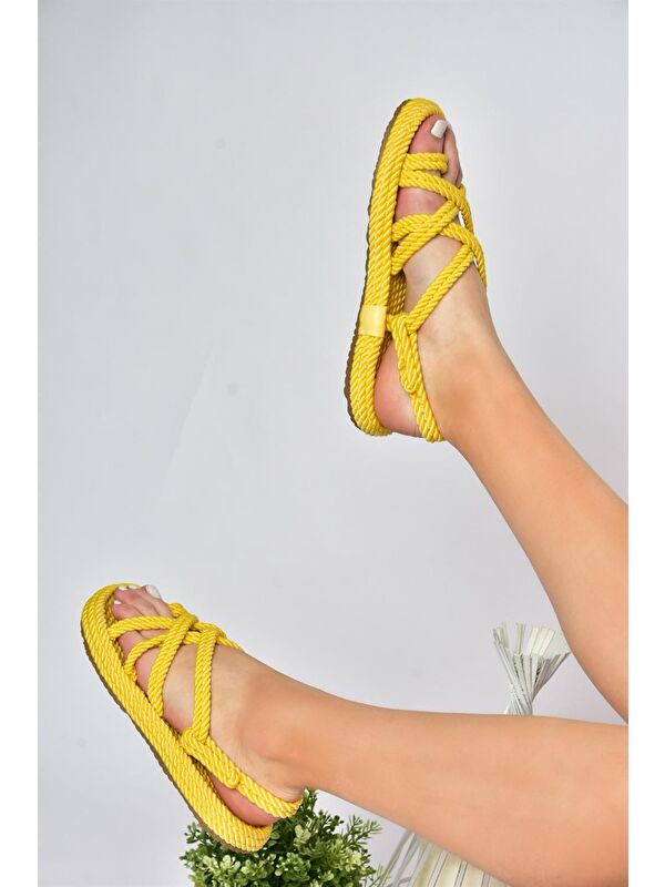 F470135104 Sarı Kadın Sandalet - Görsel 4