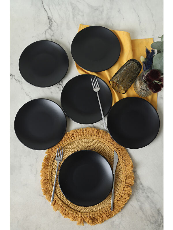 Keramika Mat Siyah Ege Pasta Tabağı 20 Cm 6 Adet
