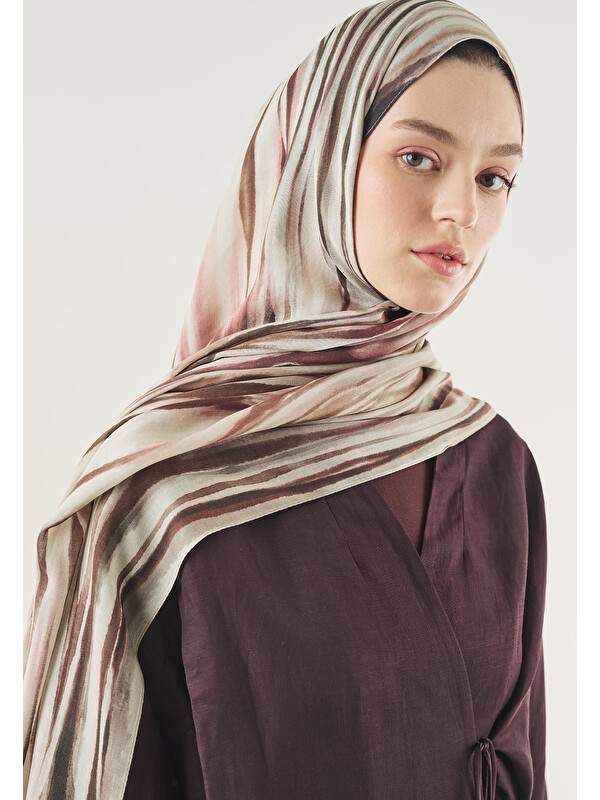Fresh Scarfs Dark Batik Desen Soft Viskon Şal Gül Kurusu