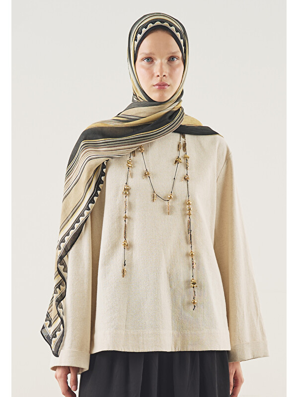 Fresh Scarfs Line Harmony Desen Soft Viskon Şal Siyah