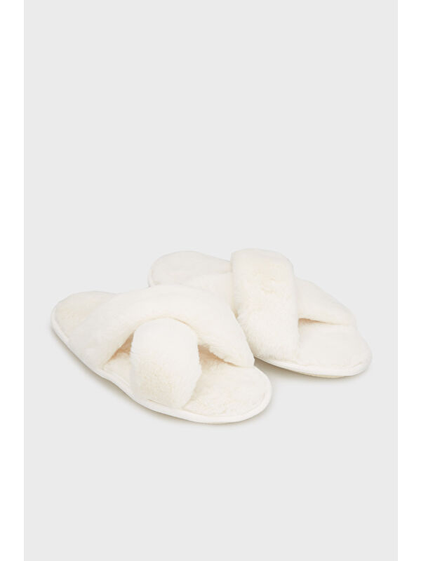 Yumuşak Dokulu Çapraz Pelüş Kadın Terlik 6722001 - Görsel 4