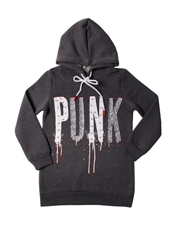 Toontoykids Kız Çocuk Sweatshirt Kapüşonlu Punk Baskılı