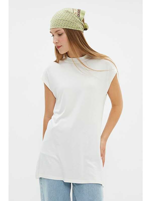 Fullamoda Fullamodest Basic Dik Yaka Kolsuz Tunik