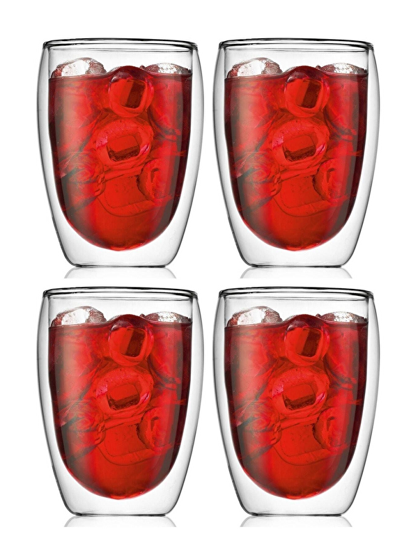 Kitchen Design Lab Çift Cidarlı Borosilikat 350 ml Şeffaf Cam Bardak 4 Adet 2772