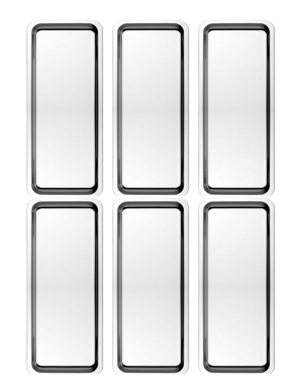 Kitchen Design Lab Paslanmaz Çelik Gümüş Renk Dikdörtgen Dar Metal Düz Sunum Tepsisi Çay Kahve Tatlı Sunum 6 Adet