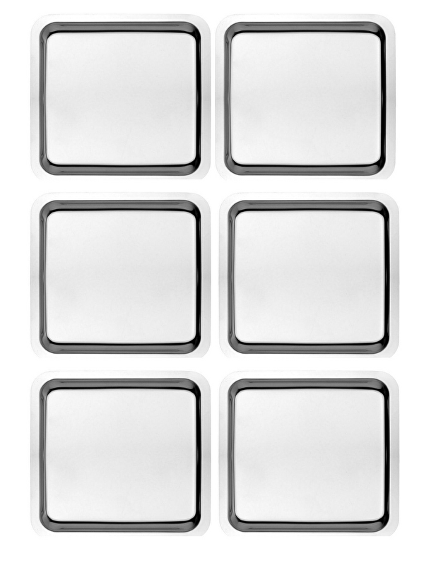Kitchen Design Lab 6 Adet Paslanmaz Çelik Gümüş Renk Sunum Tepsisi 21 x21 cm Çay Kahve Pasta Tatlı Servis Sunum Tepsisi
