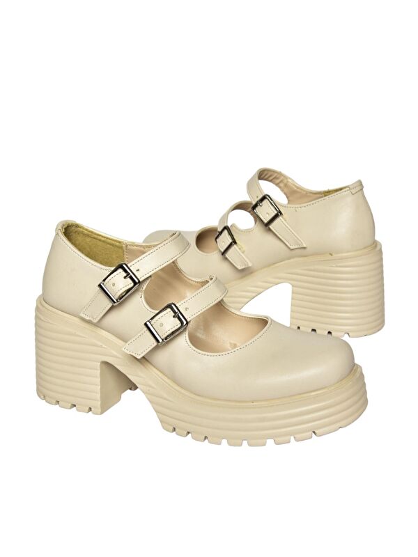 R9960550 Bej Kadın Topuklu Ayakkabı - Görsel 4