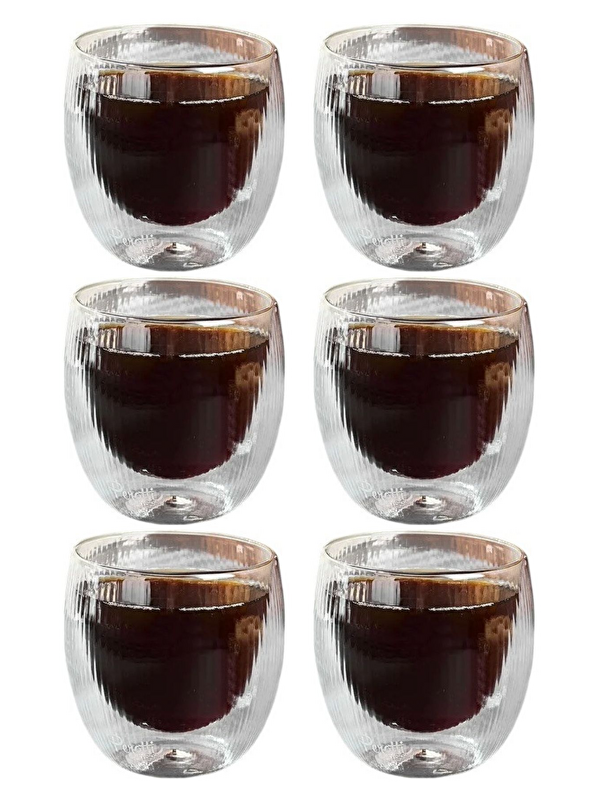 Kitchen Design Lab Çift Cidarlı Çizgili 250 ml Bardak Seti 6 Adet 2321
