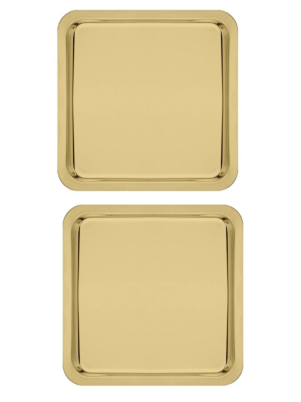 Kitchen Design Lab Paslanmaz Çelik Gold Renk Sunum Tepsisi 21 x21 cm 2 Adet