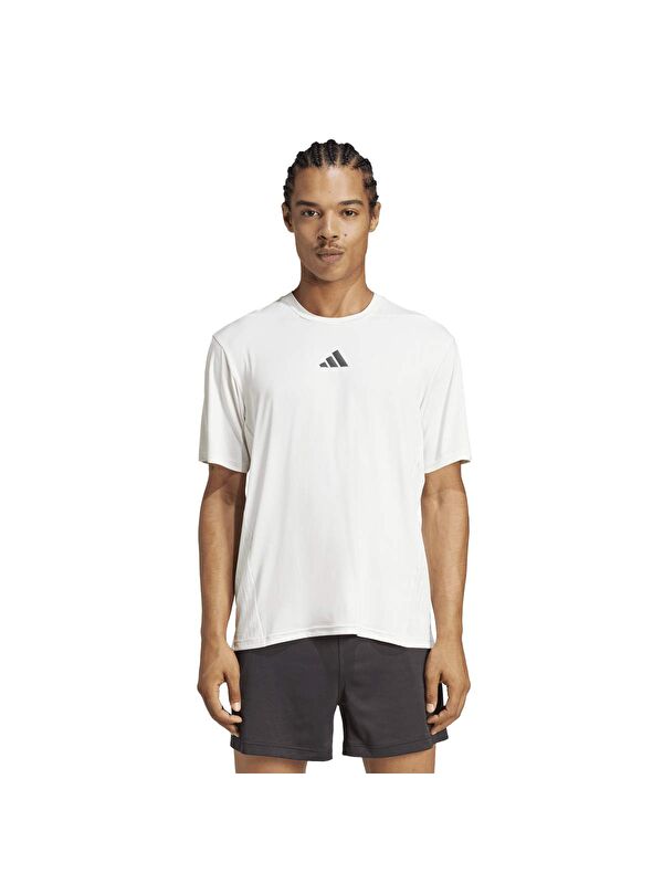 Adidas Designed For Training Erkek Beyaz Yuvarlak Yaka Spor Tişört