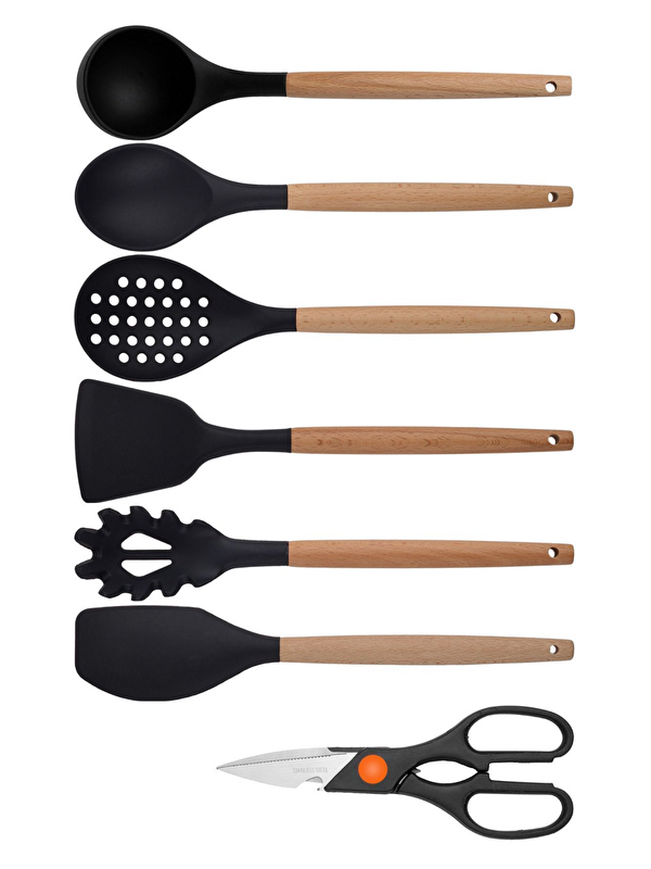 Kitchen Design Lab Siyah Bambu Silikon 7'li Set