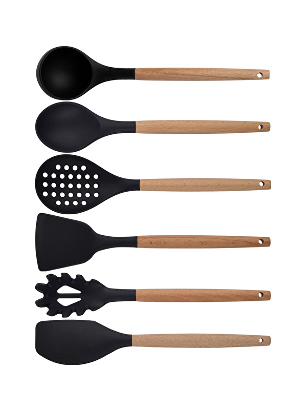 Kitchen Design Lab Siyah Bambu Silikon 6'lı Set