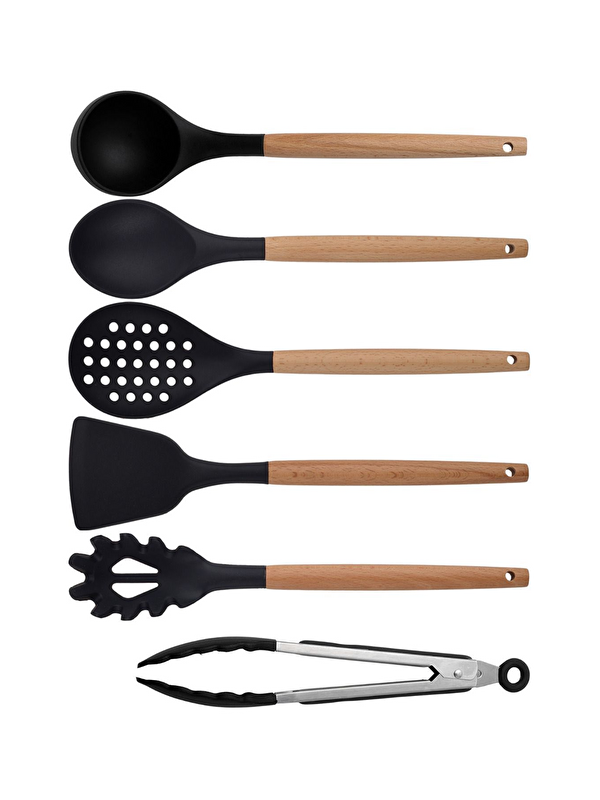 Kitchen Design Lab Siyah Bambu Silikon 6 lı Set