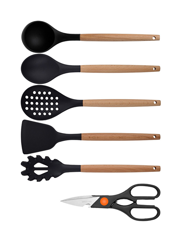 Kitchen Design Lab Siyah Bambu Silikon 6 lı Set