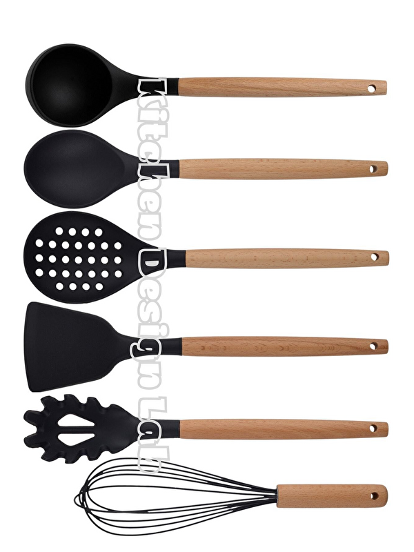 Kitchen Design Lab Siyah Bambu Saplı Silikon Servis Seti 6 Adet