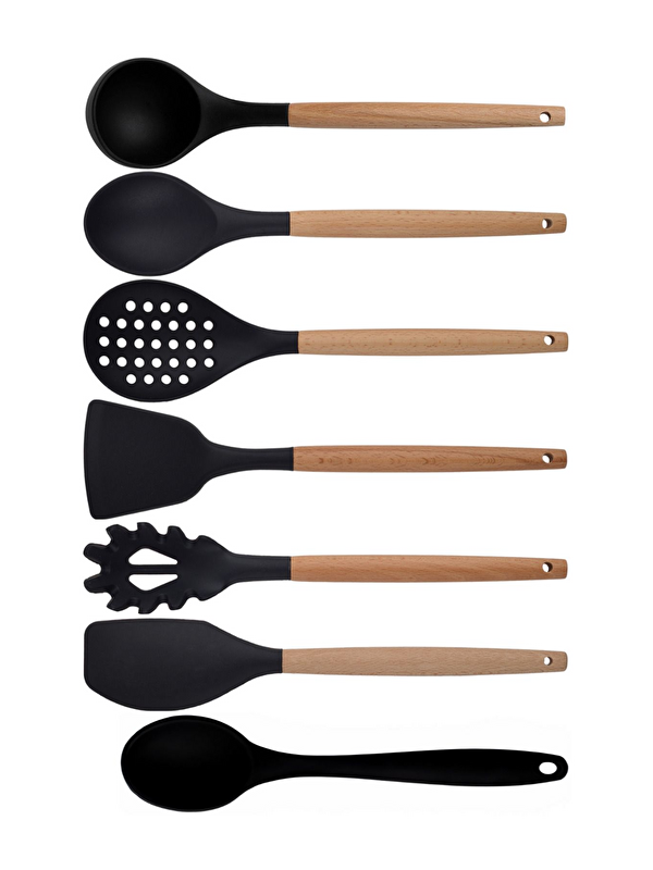 Kitchen Design Lab Siyah Bambu Silikon 7'li Set