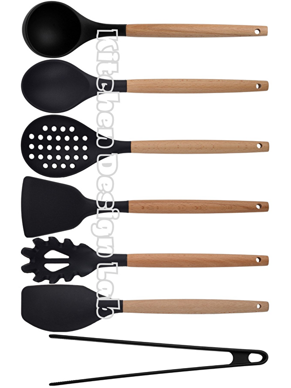 Kitchen Design Lab Siyah Bambu Silikon Servis Set 7 Adet