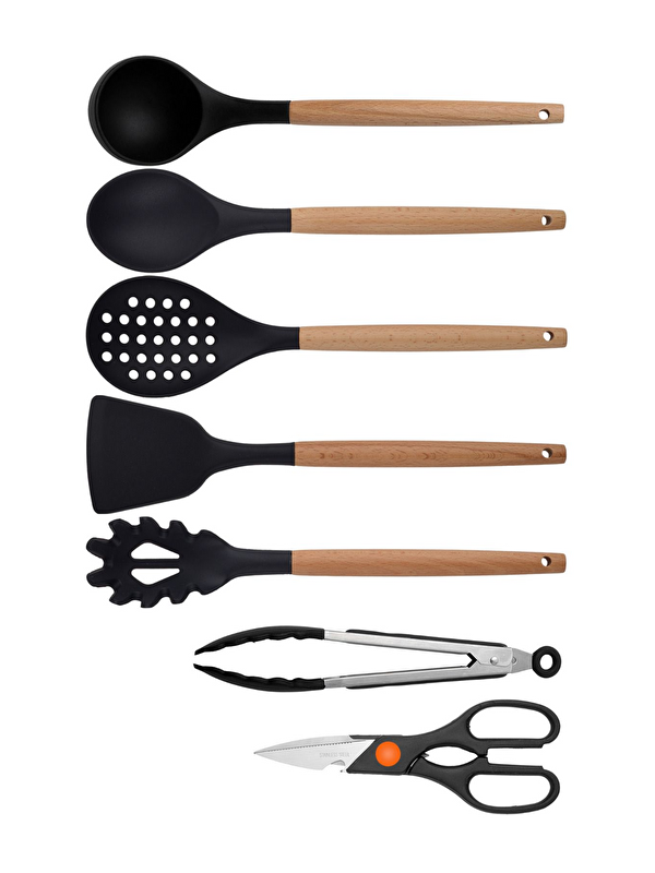 Kitchen Design Lab Siyah Bambu Silikon 7 li Set