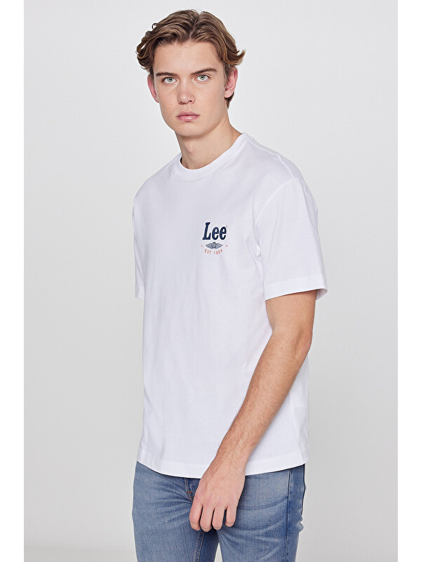 Lee %100 Pamuk Relaxed Fit Rahat Kesim Bisiklet Yaka Logo Detaylı Tişört