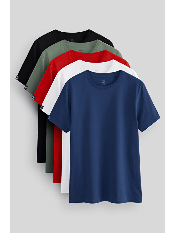 Tommylife Standart Fit Basic O Yaka 5li Paket Erkek T-Shirt - 87911