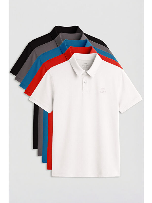 Tommylife Standart Fit Basic Polo Yaka 5li Paket Erkek T-Shirt - 87748