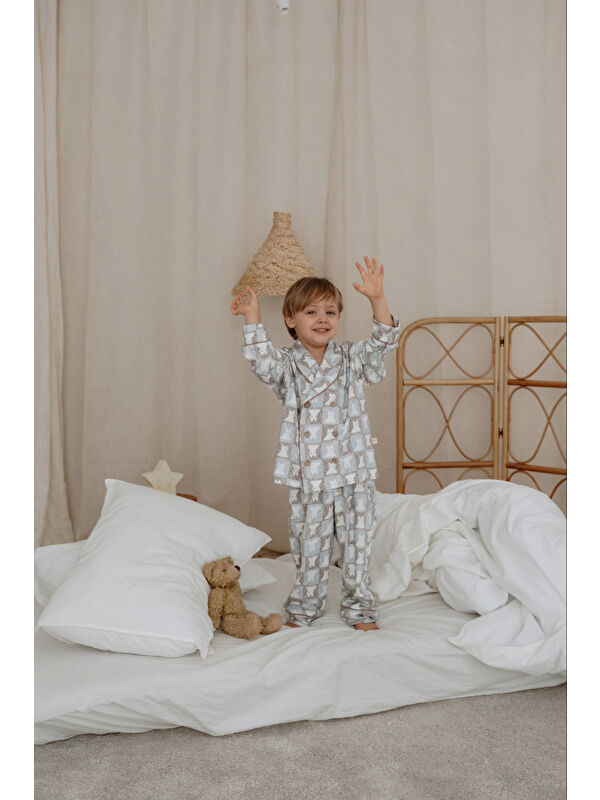 Oh La La Koala For Little Ones Kedi Desenli Yaka Detaylı Çocuk Pijama Takımı