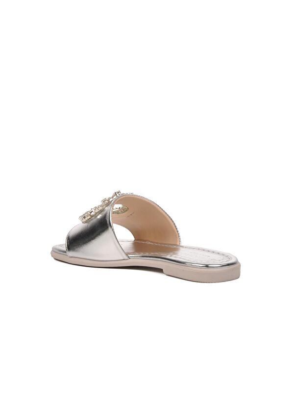 Gümüş Taşlı Kadın İnce Taban Terlik 246017 - Görsel 5