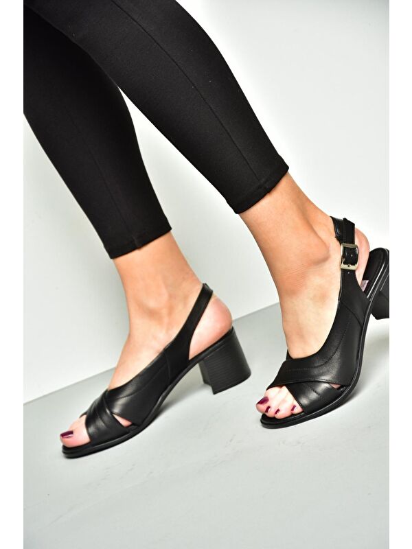 P5554522 Siyah Kadın Topuklu Sandalet - Görsel 6