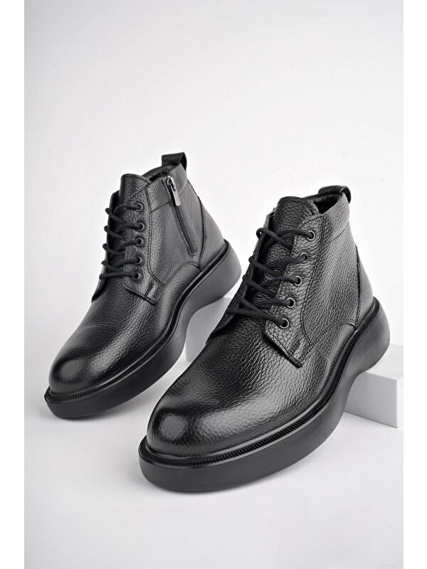 BERNARD Hakiki Deri Bağcıklı Fermuarlı Kaymaz Taban Casual Erkek Bot - Görsel 2