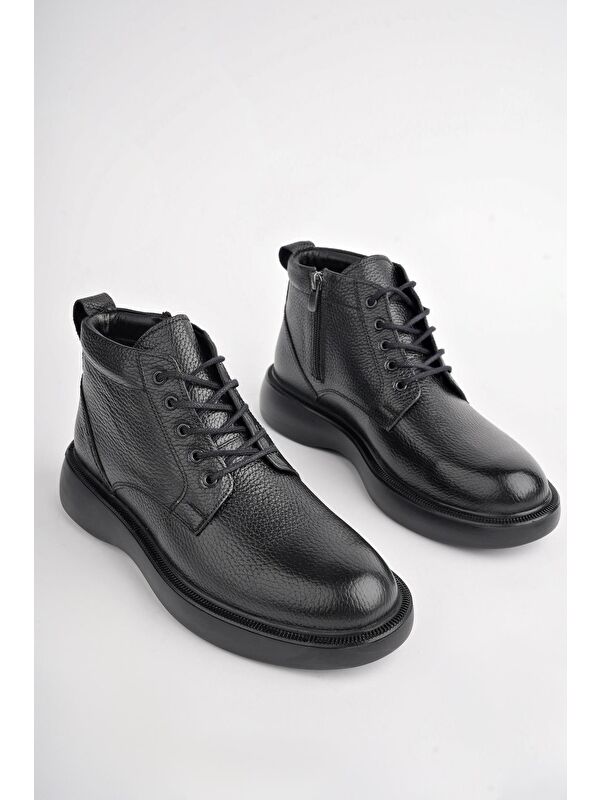 BERNARD Hakiki Deri Bağcıklı Fermuarlı Kaymaz Taban Casual Erkek Bot - Görsel 5