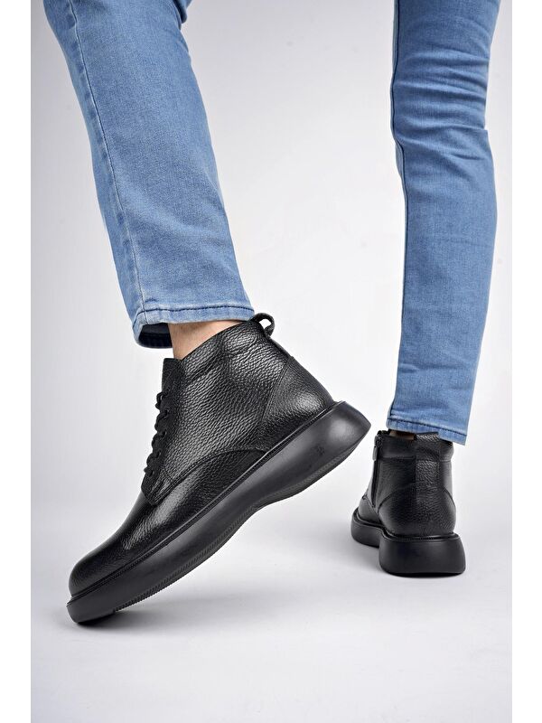 BERNARD Hakiki Deri Bağcıklı Fermuarlı Kaymaz Taban Casual Erkek Bot - Görsel 7